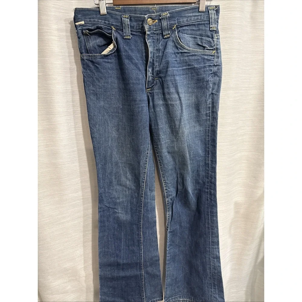 Vintage Lee Jeans Mens 32 Long Relaxed Fit Tapered Leg Blue Wash Denim USA Made